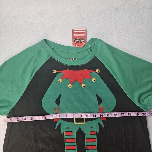 HOLIDAY FAM JAM Sz M #sELFie Tshirt White Elephant Ugly Sweater Green - Picture 4 of 6